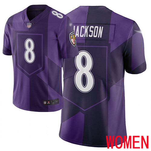 Baltimore Ravens Limited Purple Women Lamar Jackson Jersey NFL Football #8 City Edition